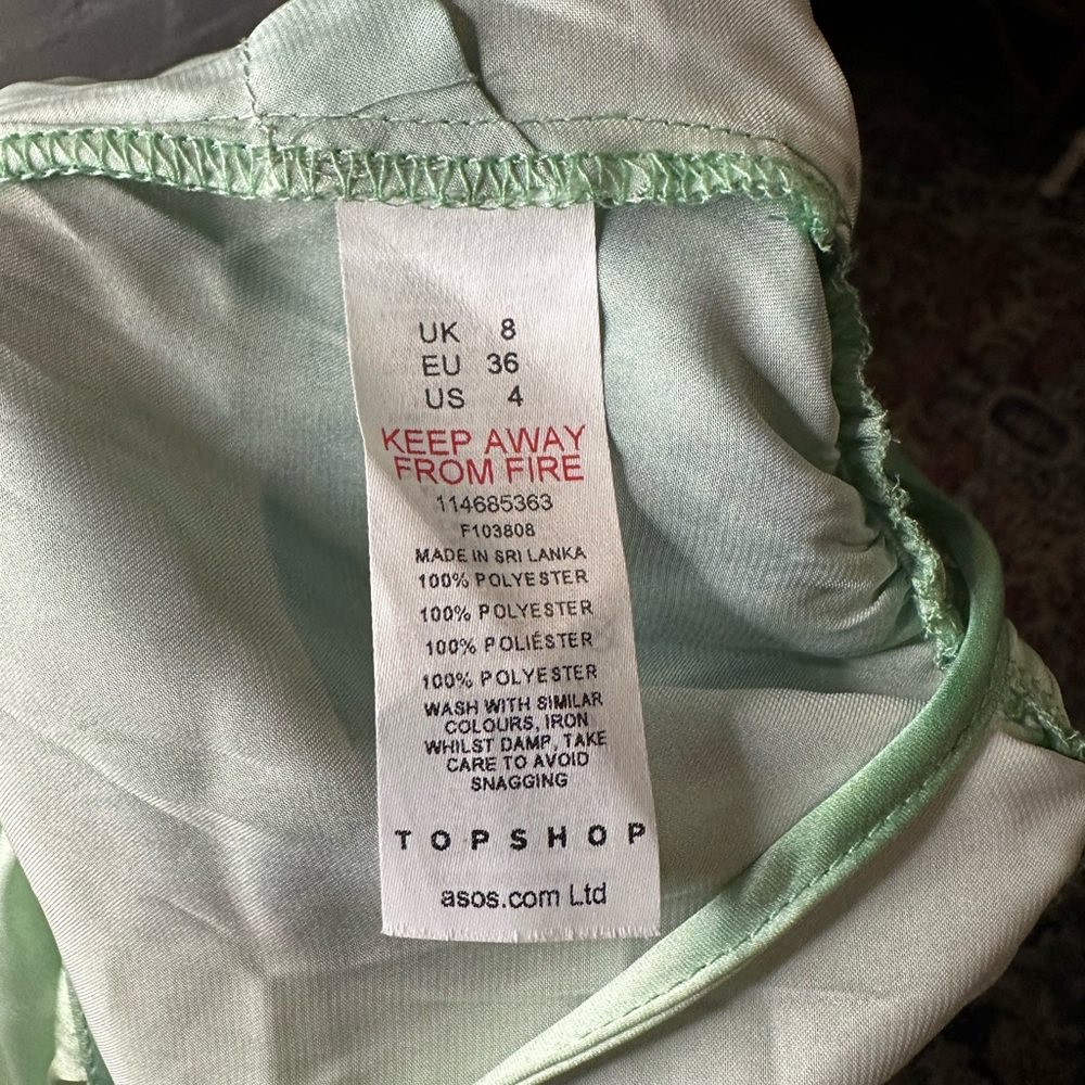 NWT Topshop Green Cuffed Sleeve Crop Top with Waist Tie Detail - Picture 9 of 10